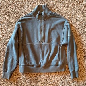 Women’s Gray-Green Half-Zip Sweater